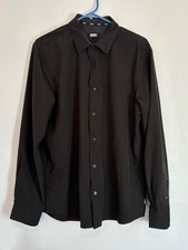 DKNY Mens long sleeve black button up dress shirt