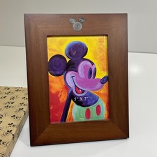 Vintage Disney Mickey Mouse Wooden 5x7 Photo Picture Frame Engraved Carved - New