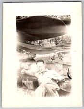 Vtg B W Snapshot Relaxed Man In Army Setting 1940s
