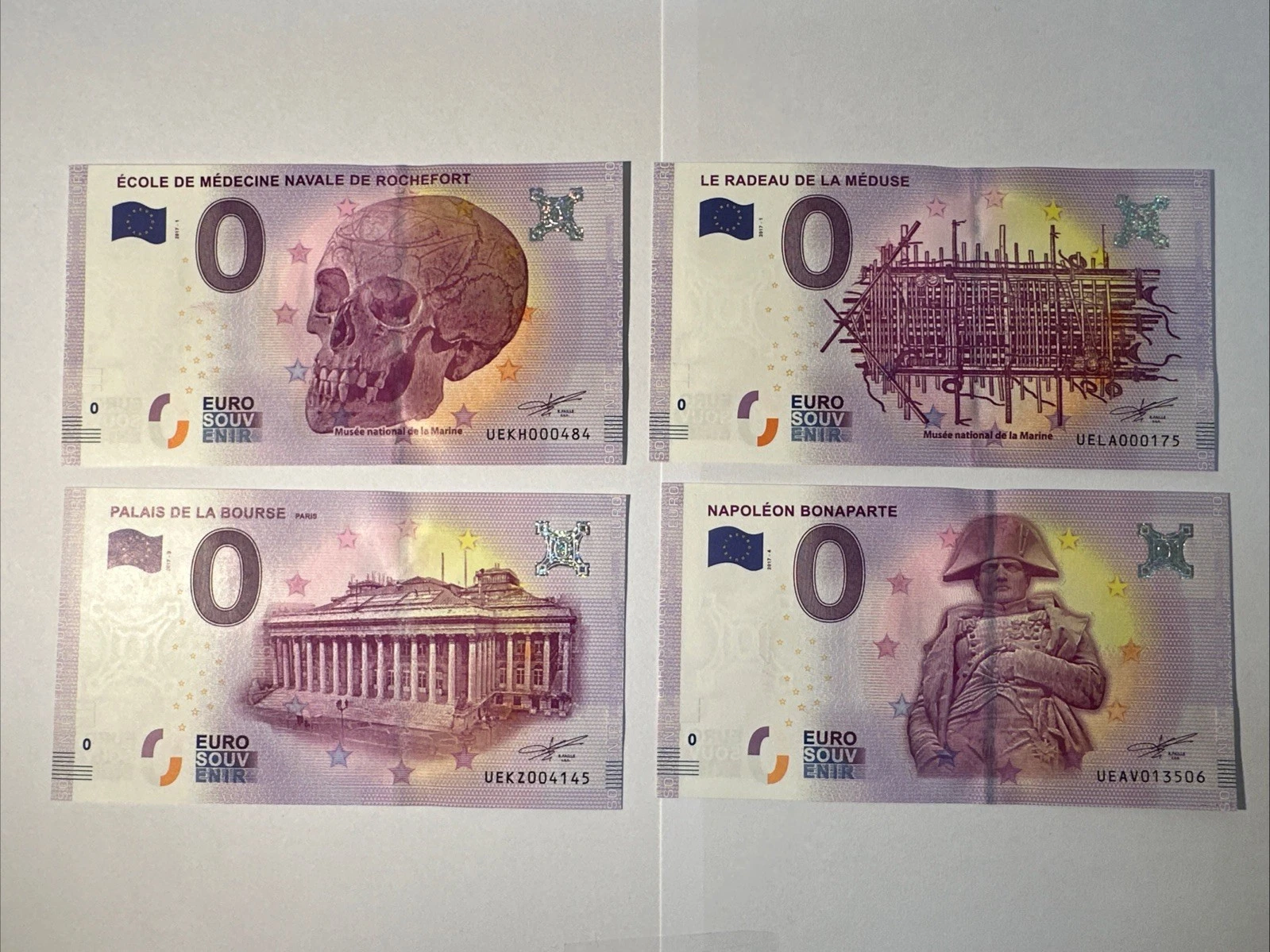 Lot 4 Billets  Zéro 0 € Euro Touristique / Souvenir 2017-1 / 2017-3 / 2017-4