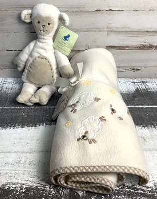 Rare Vintage Pottery Barn Kids Lamb Baby Blanket And Plush