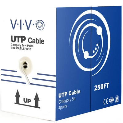 250ft Bulk Cat5e Wire, CCA Ethernet Cable, 24 AWG, UTP Pull , LAN Network, Gr...