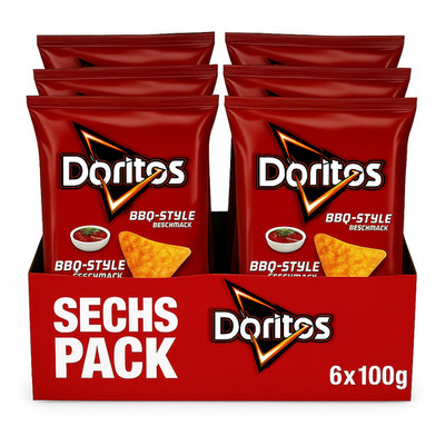 (2,26 /100g) Doritos BBQ Style Tortilla Chips 6x110g Sechspack