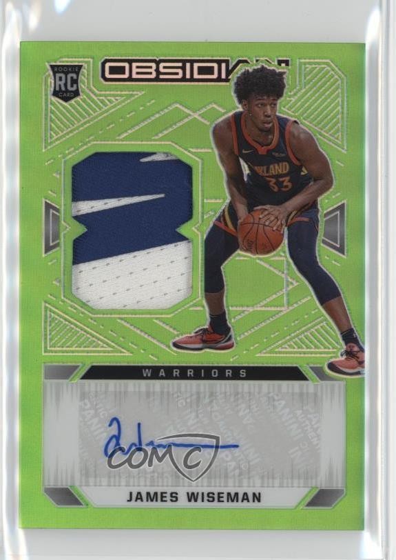 2020 Obsidian Jersey Electric Etch Green Flood James Wiseman Rookie Auto RC 17d3