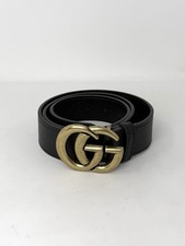 Gucci Marmont Black Leather Belt With Bronze Double G Buckle Size 105/42 B-927 