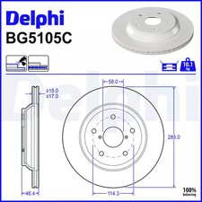 Bremsscheibe hinten DELPHI BG5105C SUBARU FORESTER (SK_)