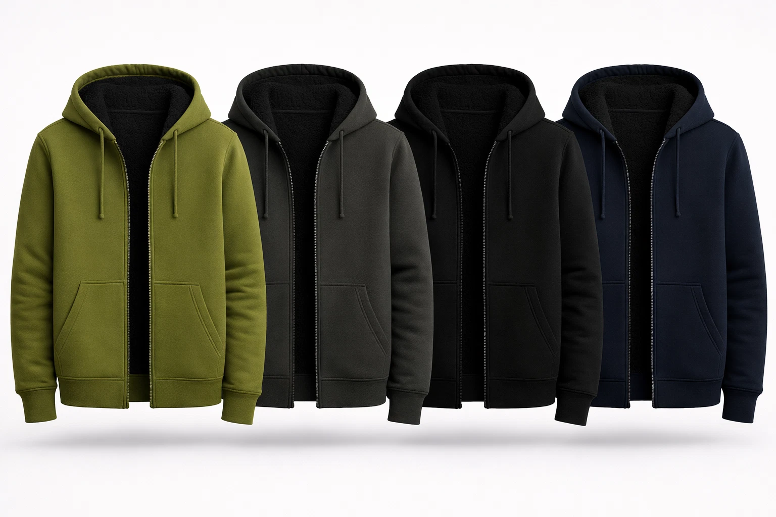Men's Sherpa-Lined Full Zip Fleece Hoodie Jacket for Winters M-2XL | 2432