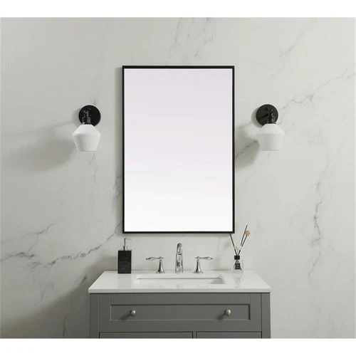 Elegant Decor Eternity Rectangle Modern MDF Wood/Iron Mirror in Black - Picture 2 of 11