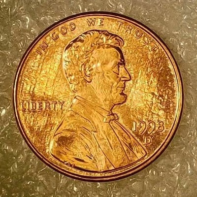   PROOF LIKE BU RD  1998-D LINCOLN MEMORIAL PENNY W/ DDO VARIETY (SEE EAR ALSO)