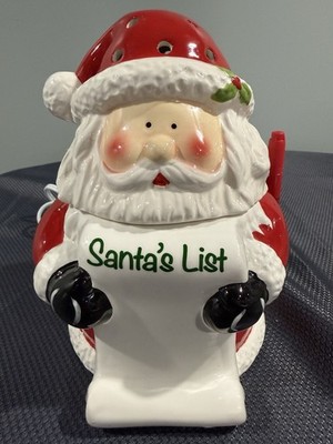 Scentsy Santa's List Christmas Full Size Ceramic Wax Warmer +Bulb +Box+Marker