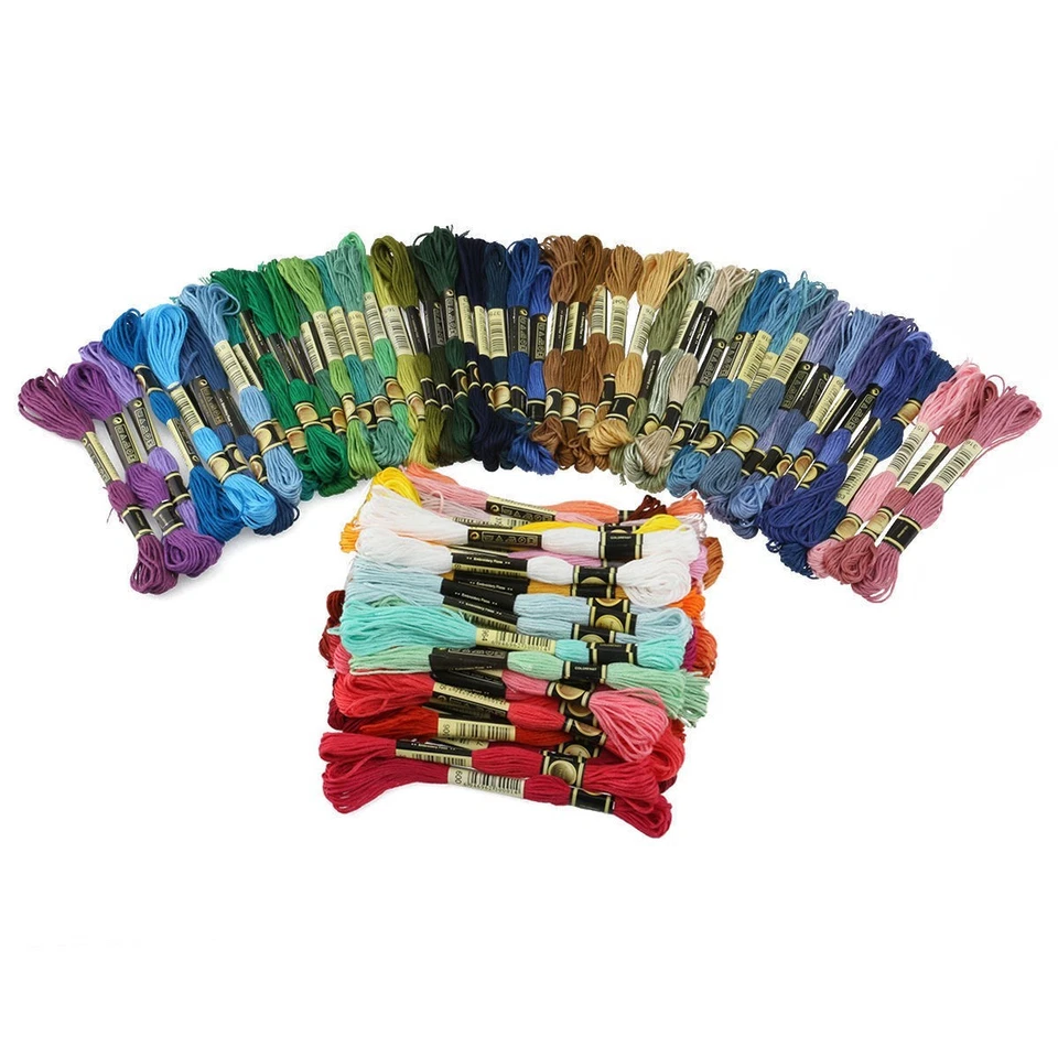 Lote de 100 madejas de coser bordado hilo de algodón hilo de punto de cruz varios colores - Foto 4 de 4