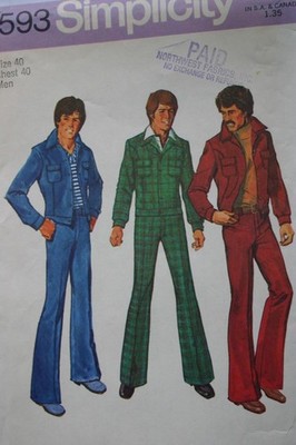 SIMPLICITY 6593 VINTAGE MENS JEANS JANCKET & JEANS PATTERN SIZE 40