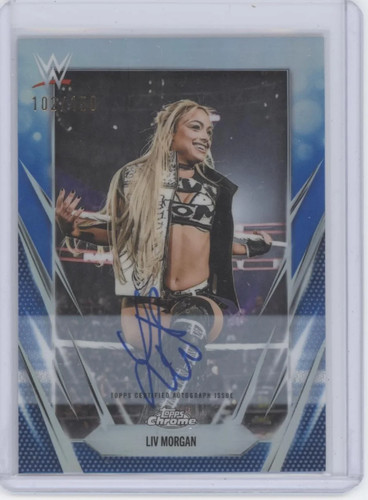 2026 Topps Chrome WWE Liv Morgan #BCA-LIM Blue Refractor /150 Auto