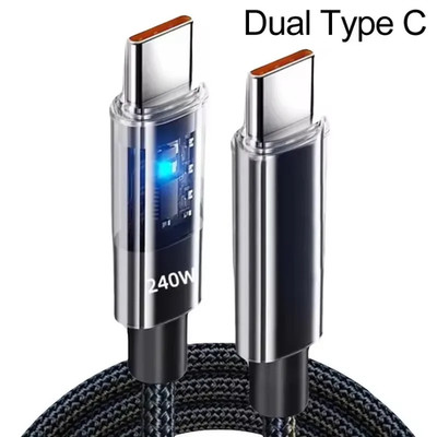 240W Dual Typec Super Fast Charging Cable LED Digital Display for Samsung Xiaomi