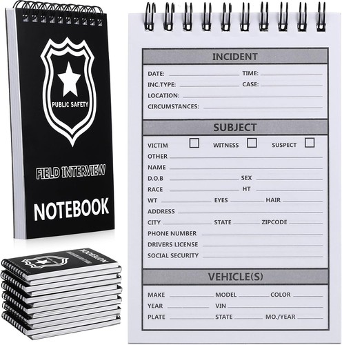 12 Packs Public Safety Police Field Interview Notebook Report As Shown