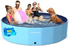 COMMOUDS C-DP 107 Inch Extra Large Foldable Collapsible Hard Plastic Dog Pool