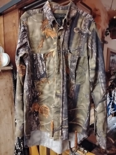 Longleaf SHIRT MENS Small CAMO CANVAS Button Down Camouflage SNAP POCKETS W/LOGO