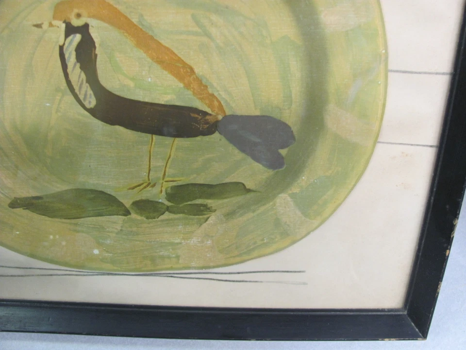 PABLO PICASSO PLACA CERÁMICA PÁJARO Litografía 1957 IMPRESIÓN ENMARCADA SKIRA 15,5x12" Foto 3 de 4