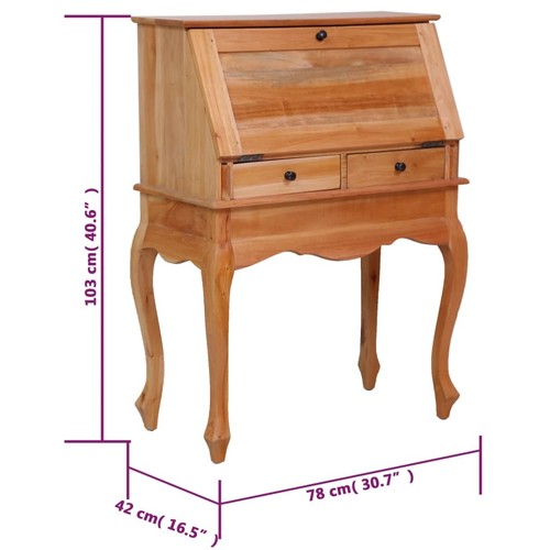 Escritorio secreter de madera maciza de caoba 78x42x103 cm - Imagen 8 de 8