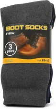 Men’s All Season Work Boot Socks 3 Pair Set Cushioned Mid Calf Size 10-13
