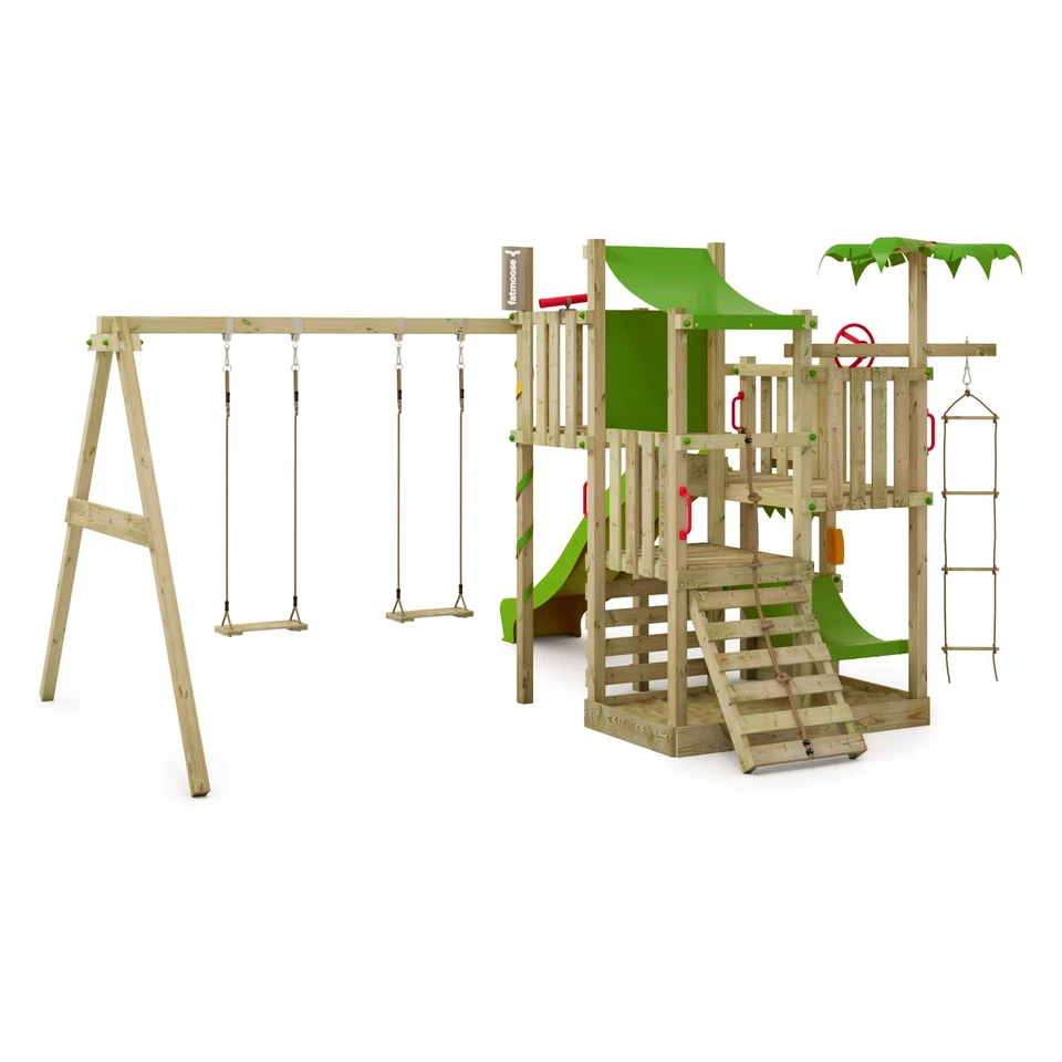 FATMOOSE Spielturm Klettergerüst Crazy Coconut Club XXL mit Schaukel & Rutsche - Bild 3 von 4