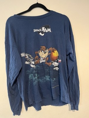 Vintage Space Jam 1996 Long Sleeve T Shirt Single Stitch Rare L Warner Bros Tag