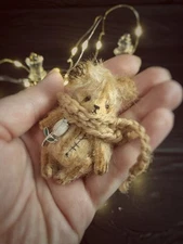 OOAK Artist Teddy Bear Beige Miniature Jointed Dollhouse Blythe Christmas Gift