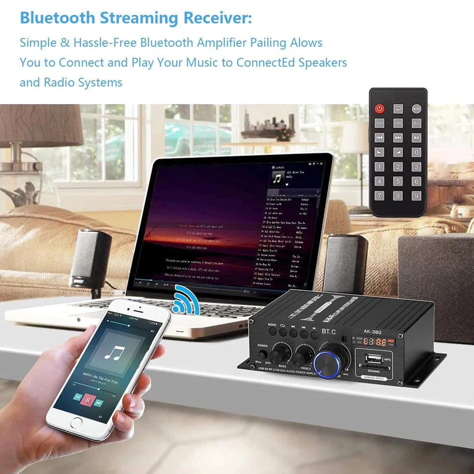 HiFi Bluetooth Digital Verstärker Stereo Audio Amplifier for Home/Car Speaker - Bild 4 von 4