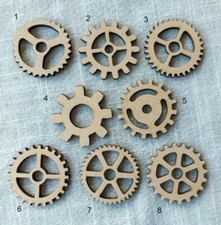 4cm MDF Steampunk Cogs Wooden Decoration Card Making Crafting Laser cut Gift