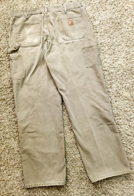 Carhartt Original Dungaree Fit カーキ フェード Carhartt Weathered Duck Dungaree Fit Khaki Work Pants | Sheplers