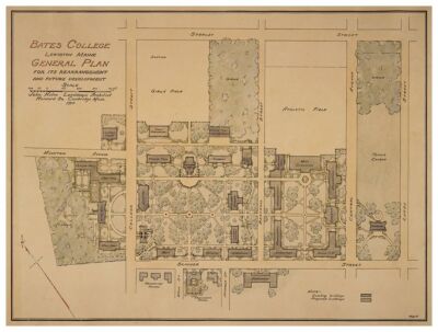 Bates College Campus Map Lewiston Maine c. 1914 | Vintage Wall Decor | 18 x 24