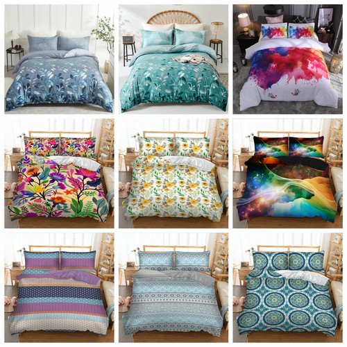 Floral Leaves Qulite Duvet Cover Bedding Set Pillowcases Single Double