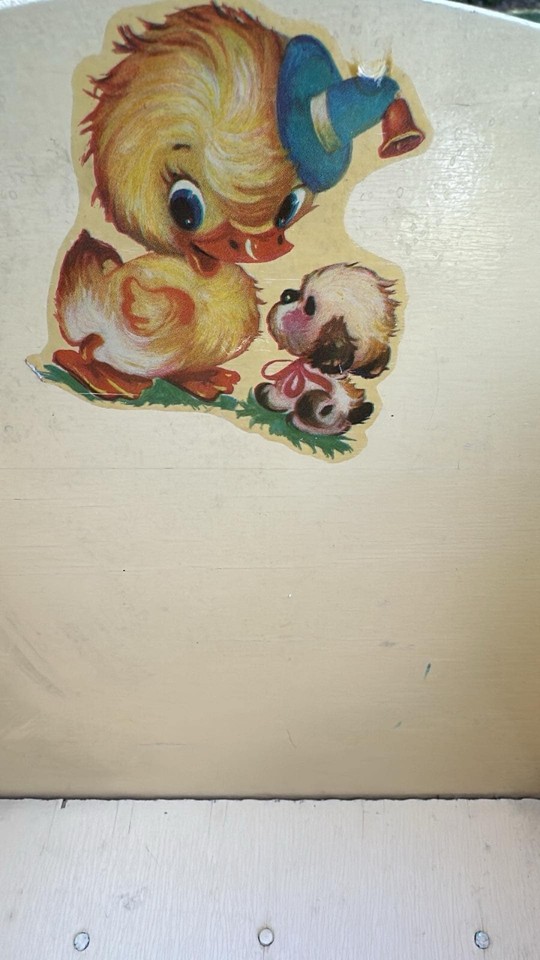 VTG 70s Wooden DOLL CRADLE with Decal of Ducks on Headboard CUTE! eBay