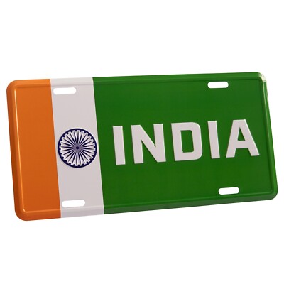 India Flag License Plate - 3D Embossed Metal Car Truck Tag Sign Tiraṅgā ...