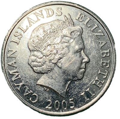 2005 CAYMAN ISLANDS 25 CENTS COIN ELIZABETH II SAILING SHIP