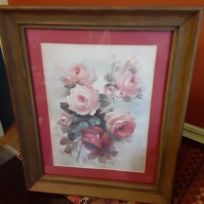 RARE  Lola Ades Pink Red Roses Origami Framed Print 3D Art Print 