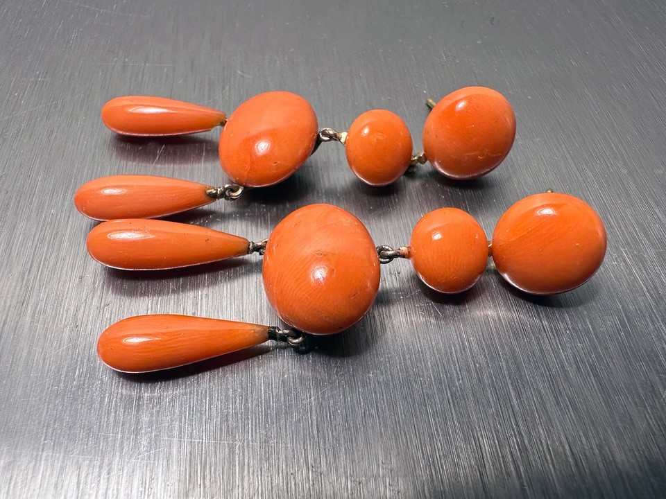 14k/18k Gold Victorian Antique Coral Earrings eBay