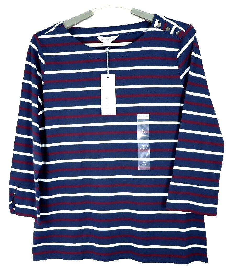 Liz Claiborne Cotton Striped Blouse Tops for Women