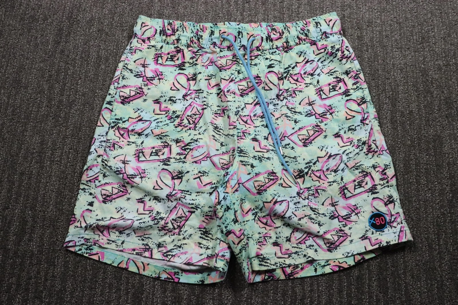 Extreme 80s Retro Board Shorts Pull On New Wave Surfer Skater Grunge Men's L