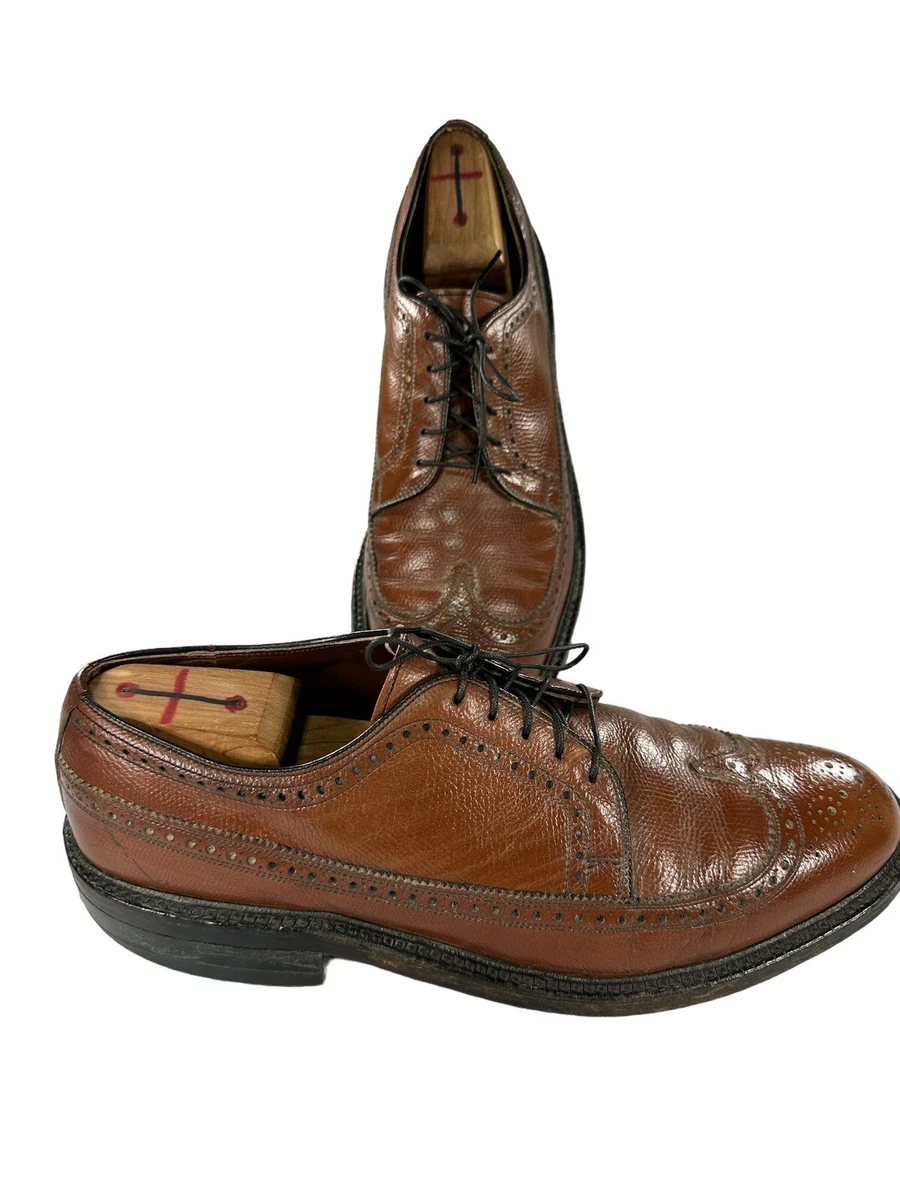 Florsheim Men\'s Brown Leather Wingtip Derby Dress Shoes Size 10 Florsheim Mens Vintage Size 10 C Brown Leather Wingtip Derby  main image 4