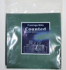 Christmas Green AIDA 14 Count 12"x18" Counted Cross Stitch Fabric Flamingo Mills