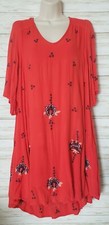 FREE PEOPLE Swing Dress Womens S Floral Embroidered Cutout Back Boho Gauzy Mini