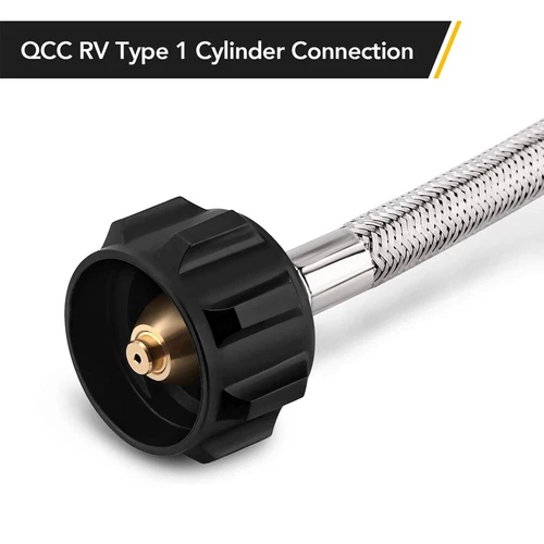 2PCS 15 In Male 1/4" NPT QCC1 RV LP Propane Pigtail Hoses with Gauge Connector - Picture 5 of 8