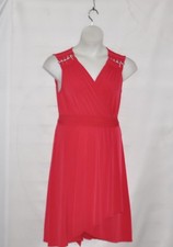 Status by Star Jones Faux Wrap Dress with Hardware Details Size S Poppy