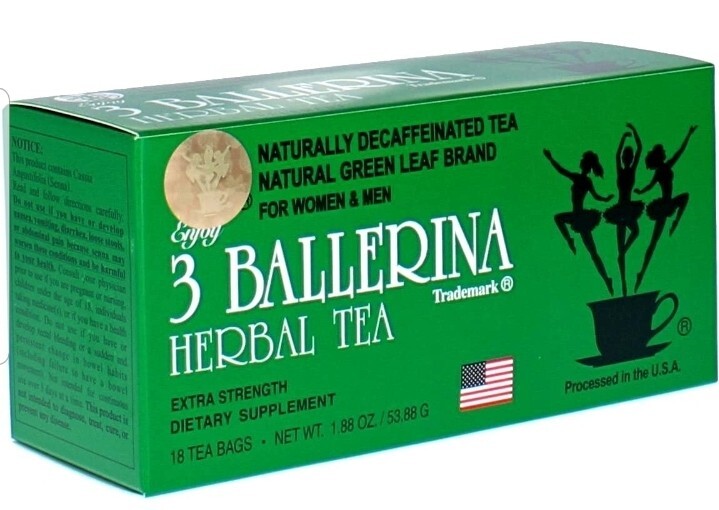 2 BOXES - 3 BALLERINA TEA EXTRA STRENGTH 18 BAGS EA BOX TE DE 3 BALERINAS