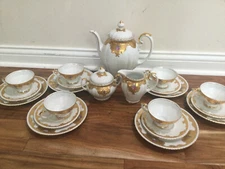 RW Wachter Kirchenlamitz Bavaria western Germany 23 pc tea set gold encrust rope