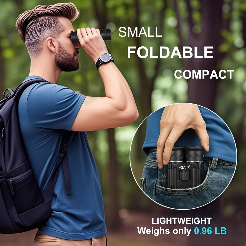 CAMPSLE 12x26 HD Mini Folding Compact Binoculars Birds, Fishing, Horse Racing UK - Image 4 of 4