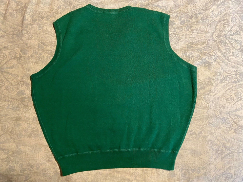 Polo Ralph Lauren Mens Sweater Vest XL Cotton Green Preppy Academia