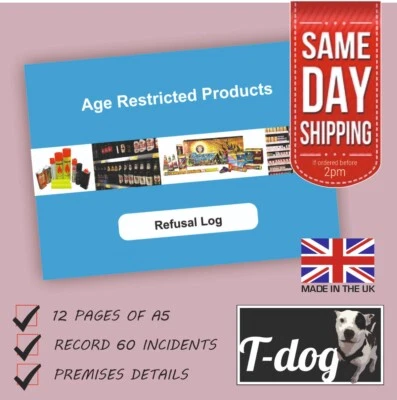 TDOG.ONLINE Refusal Record / Refusal Log / Refusal Book for age restricted products