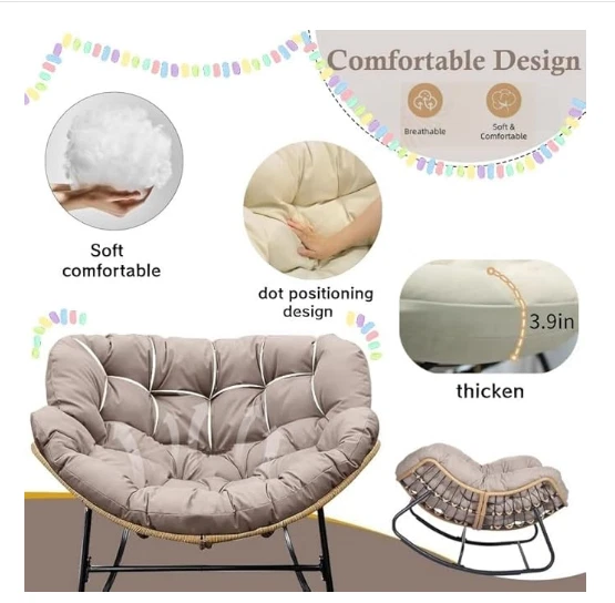 COJÍN SILLA PAPASAN MECEDORA HUEVO INTERIOR EXTERIOR GRUESO IMPERMEABLE COJÍN CAQUI Foto 3 de 4